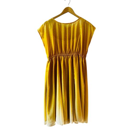 Eshakti Polka Dot Ombré Dolman Sleeve Dress Size M Medium Yellow Cream - Picture 2 of 7